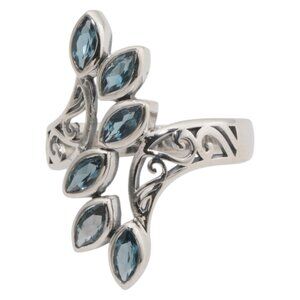 SHIVAM Made In India Sterling Silver Lodon Blue Topaz Ring